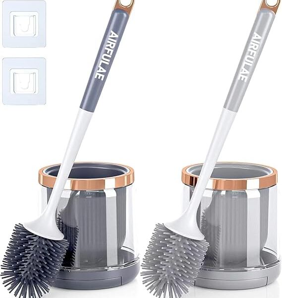 2 PCS Toilet Brush with Holder Set