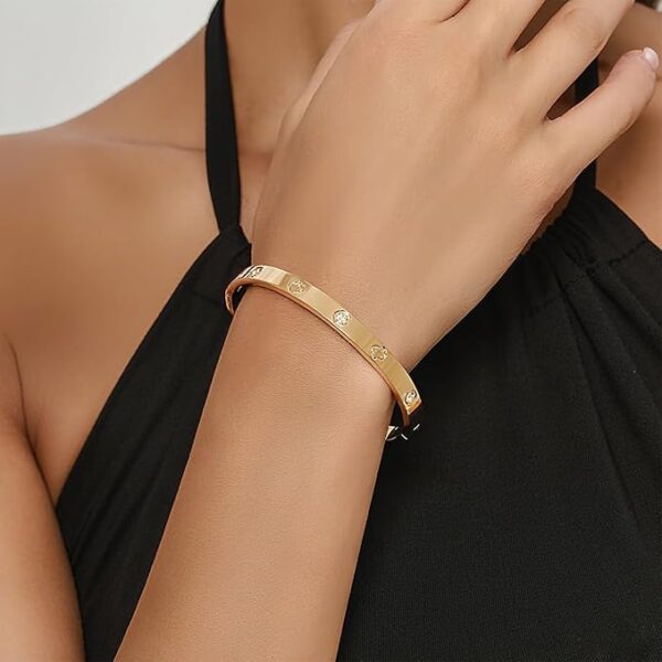 18K Gold Plated Stainless Steel Openable Crystal Bracelet