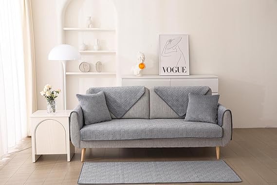 HOMETHREADS Cotton Abstract (Grey_C, 3 Seater)