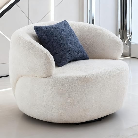Modern Accent Chair, Round Upholstered Barrel Chair